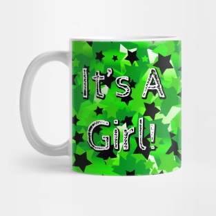 It's A Girl! Stars In Greens Mug